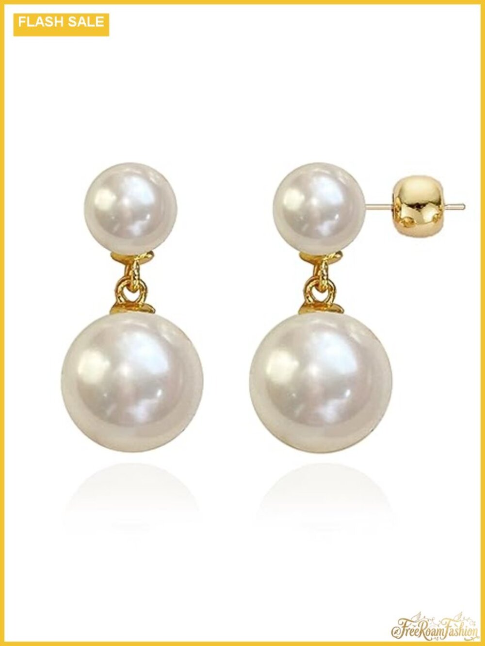 Double Pearl Drop Dangle Earrings 925 Sterling Silver Post Lightweight
